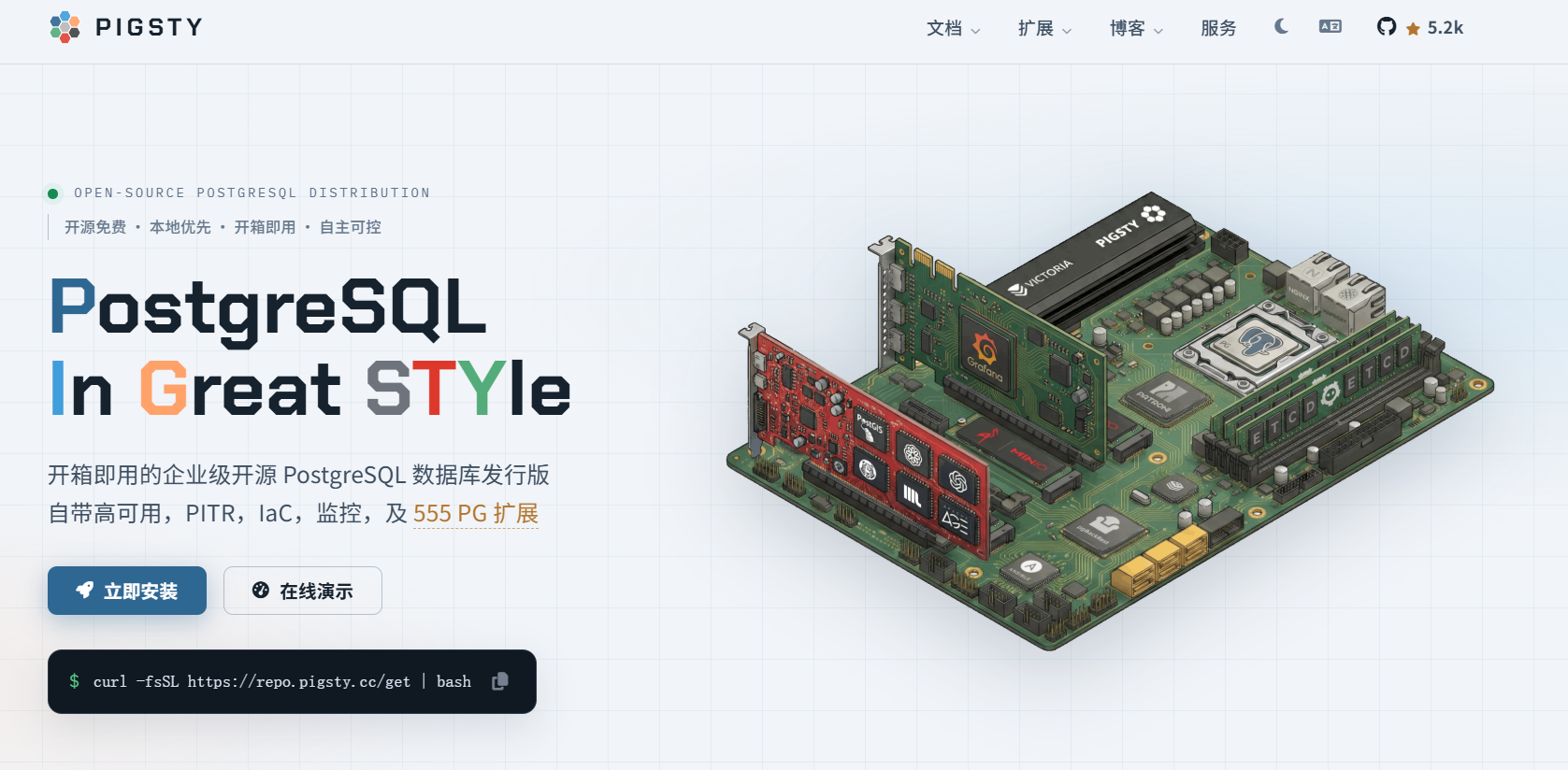 Pigsty开箱即用的企业级开源 PostgreSQL 数据库发行版 自带高可用，PITR，IaC，监控